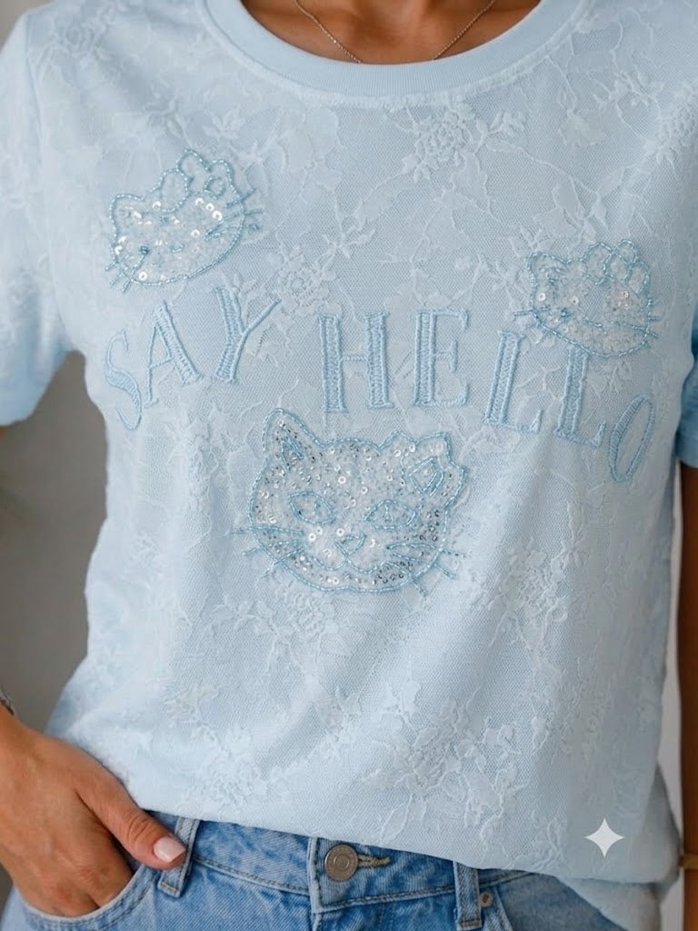 IT'S BASIC Nakışlı Taşlı Tişört 5120