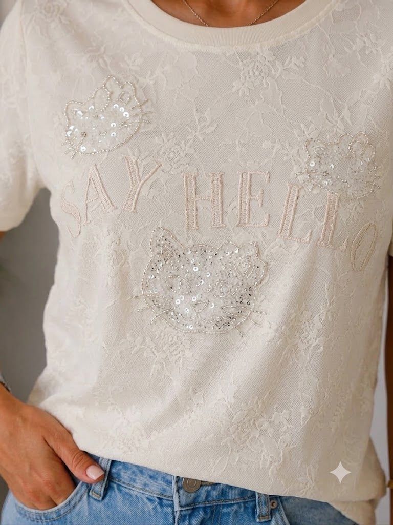 IT'S BASIC Nakışlı Taşlı Tişört 5120