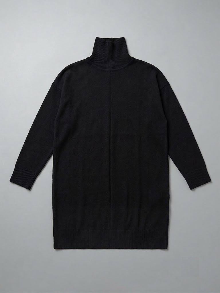 KARTON Balıkçı Yaka Arkası Uzun Önü Dikiş Detaylı Triko Tunik 12005