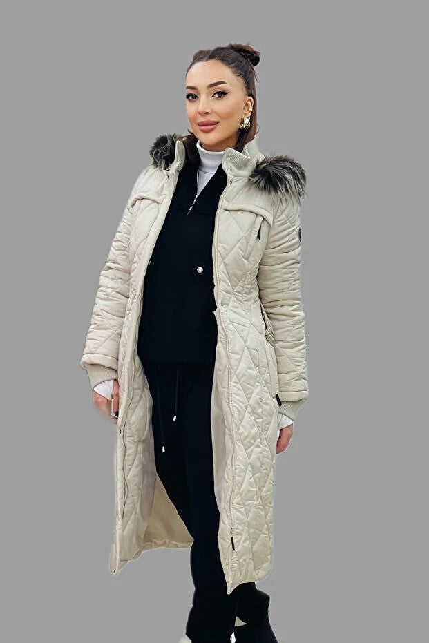 KAYRA Dik Yaka Fermuar Detaylı Kapitoneli Anorak Mont 27309