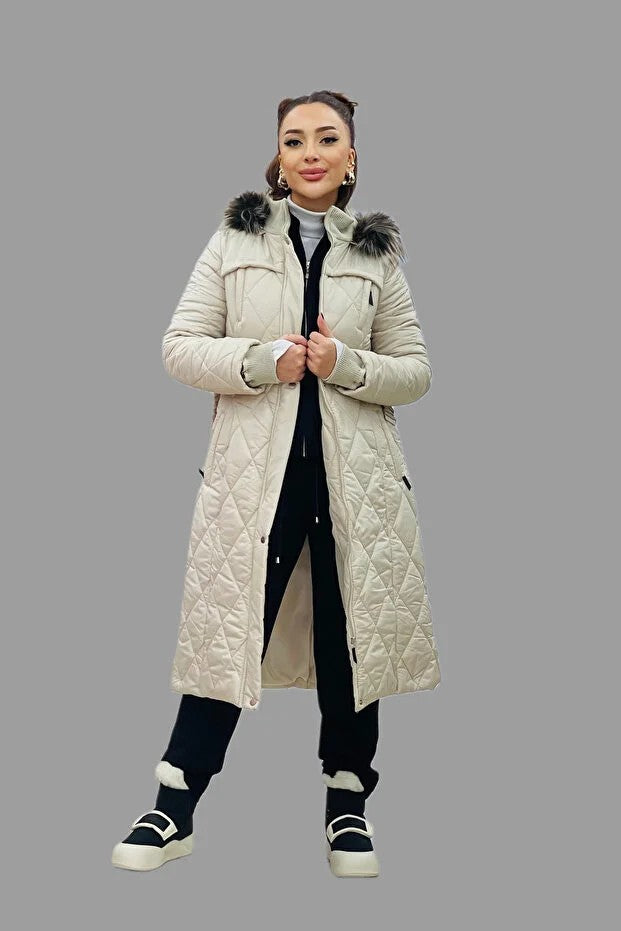 KAYRA Dik Yaka Fermuar Detaylı Kapitoneli Anorak Mont 27309