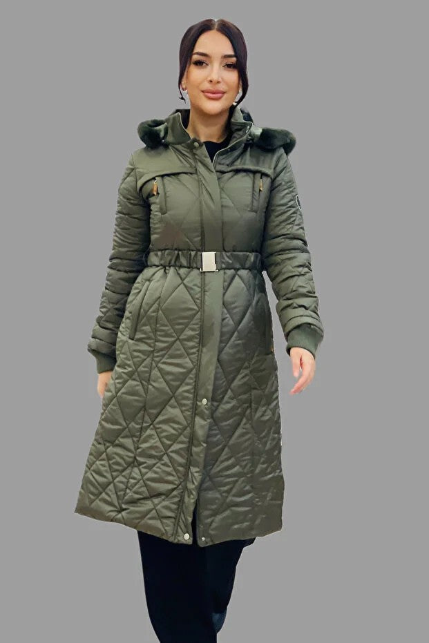 KAYRA Dik Yaka Fermuar Detaylı Kapitoneli Anorak Mont 27309