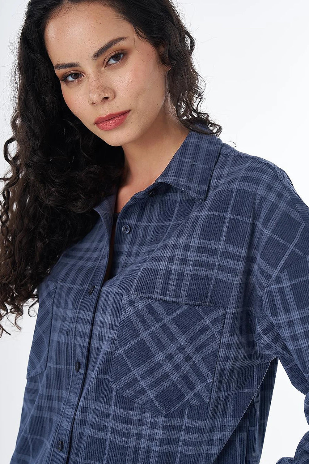 KAYRA Ekose Desen Kadife Tunik  21038