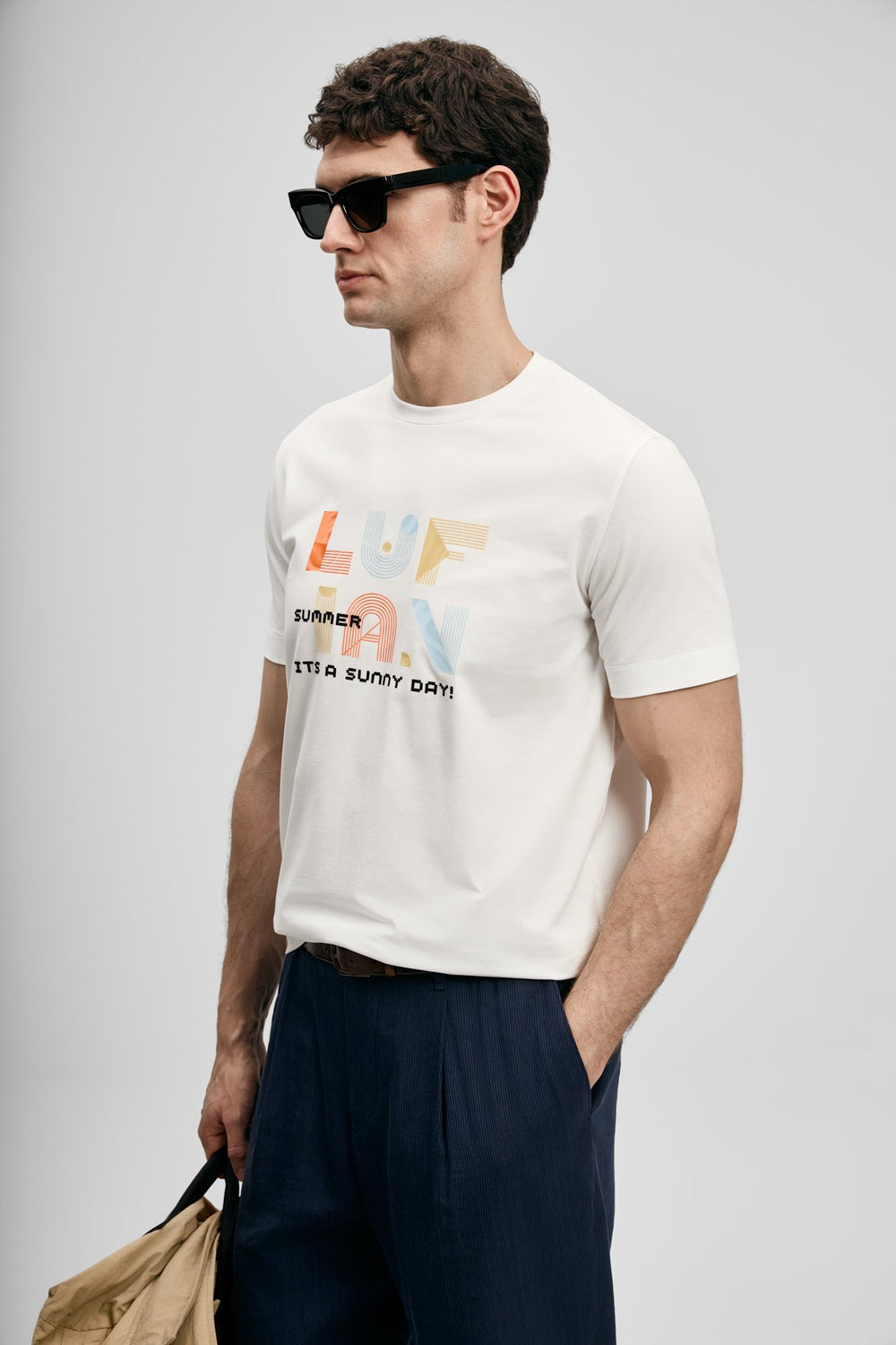 LUFİAN Sunny Modern Grafik Tişört 111020291