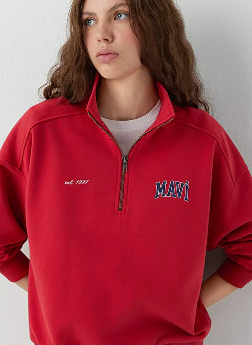 MAVİ Kadın Dik Yaka Bol Kesim Baskılı M1S10373-88631