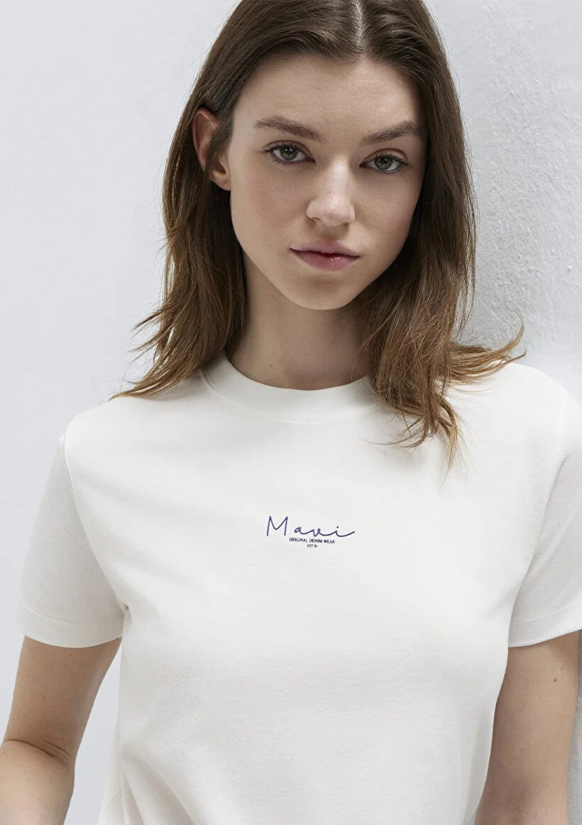 MAVİ Mavi Baskılı Ekru T-shirt  M1613900-70057