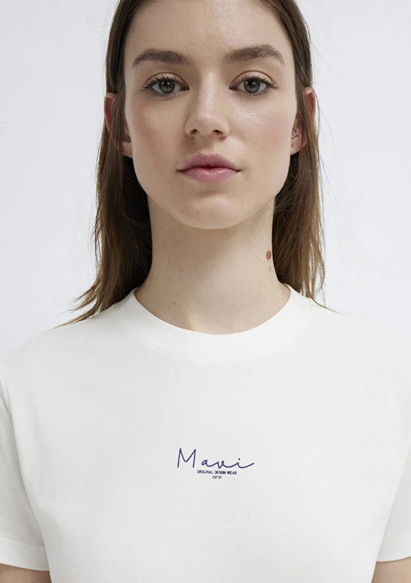 MAVİ Mavi Baskılı Ekru T-shirt  M1613900-70057