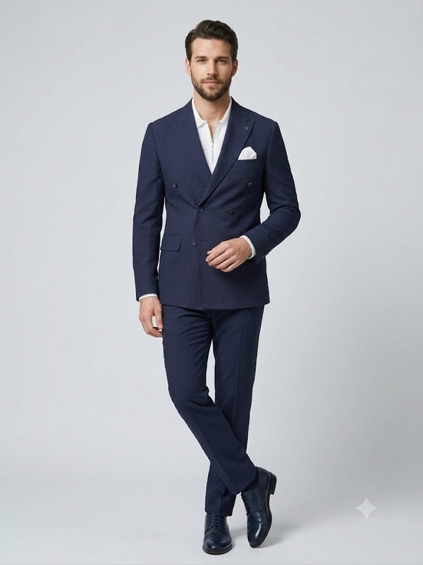 CENTİLMEN Erkek Slim Fit Lacivert Kruvaze Ceket 41431