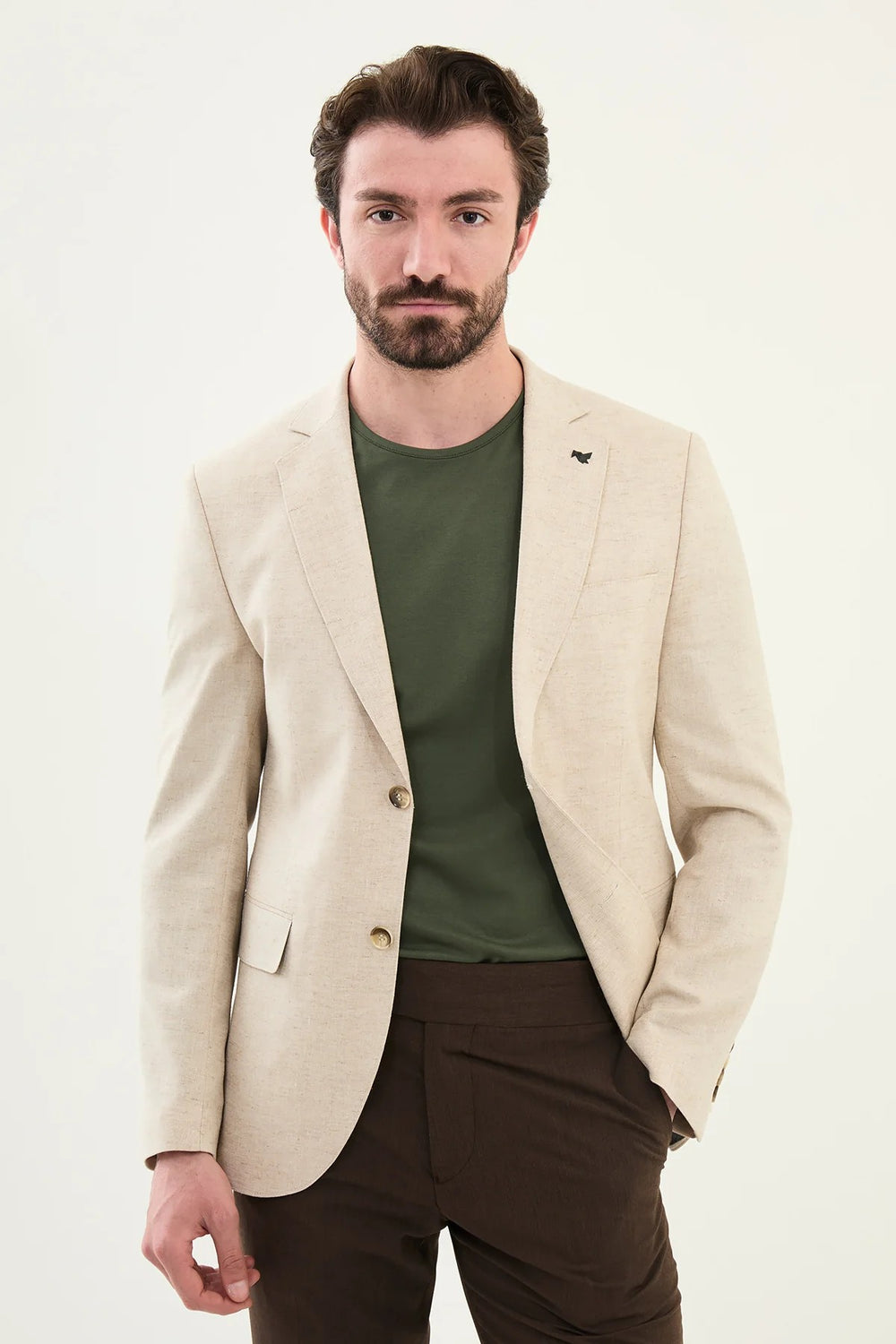 MCR Kırçıllı Slim Fit Mono Yaka Keten Ceket 41453