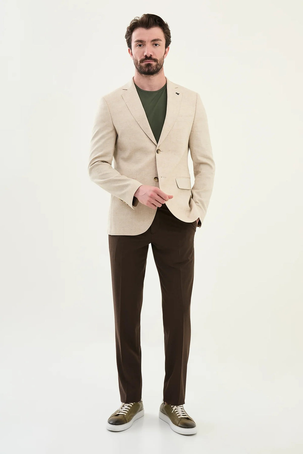 MCR Kırçıllı Slim Fit Mono Yaka Keten Ceket 41453