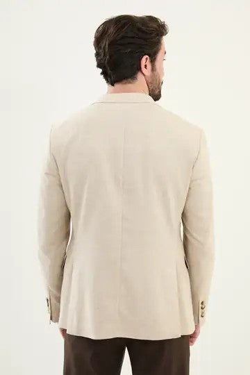 MCR Kırçıllı Slim Fit Mono Yaka Keten Ceket 41453