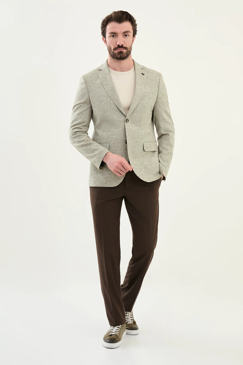 MCR Kırçıllı Slim Fit Mono Yaka Keten Ceket 41453