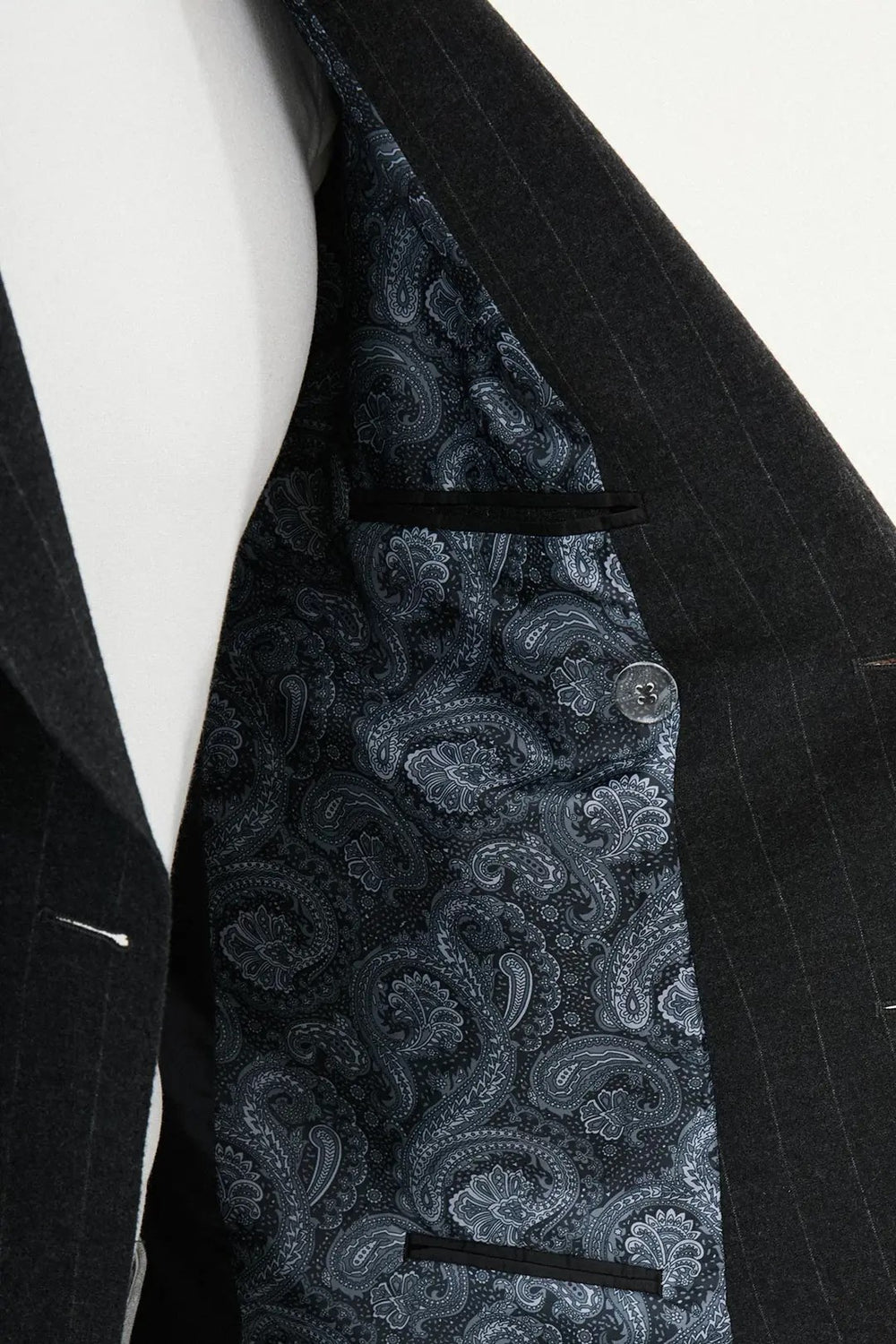 CENTİLMEN Çizgili Slim Fit Geniş Yaka Kruvaze Yün Erkek Ceket 41476