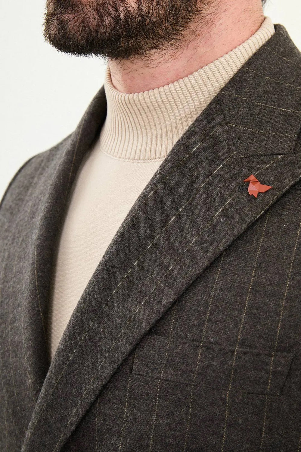 CENTİLMEN Çizgili Slim Fit Geniş Yaka Kruvaze Yün Erkek Ceket 41476