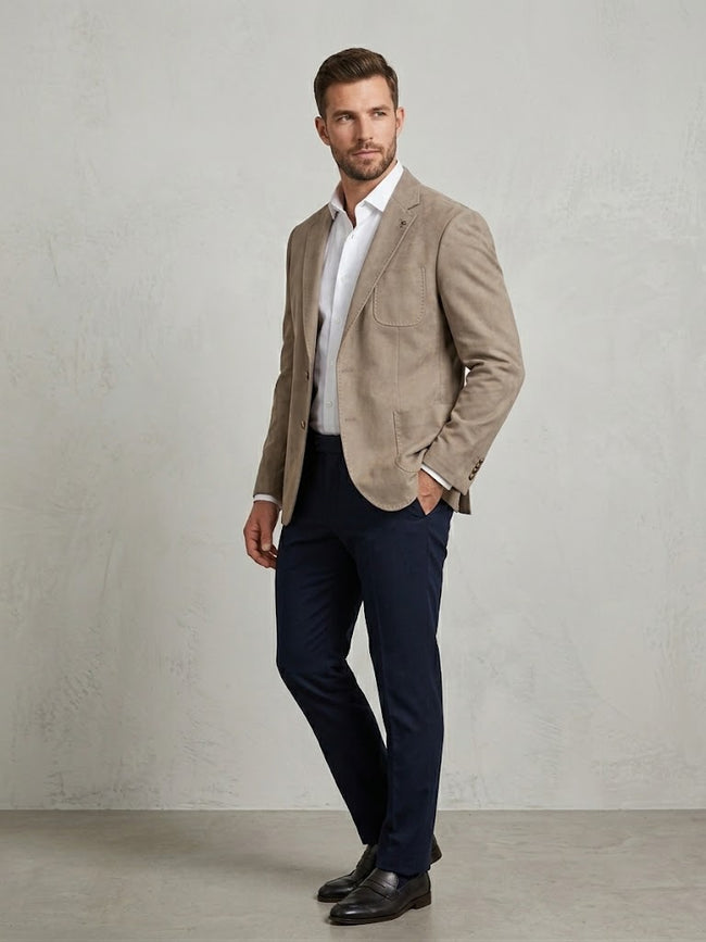 CENTİLMEN Slim Fit Süet Dikiş Detaylı Mono Yaka Spor Blazer Ceket 41505