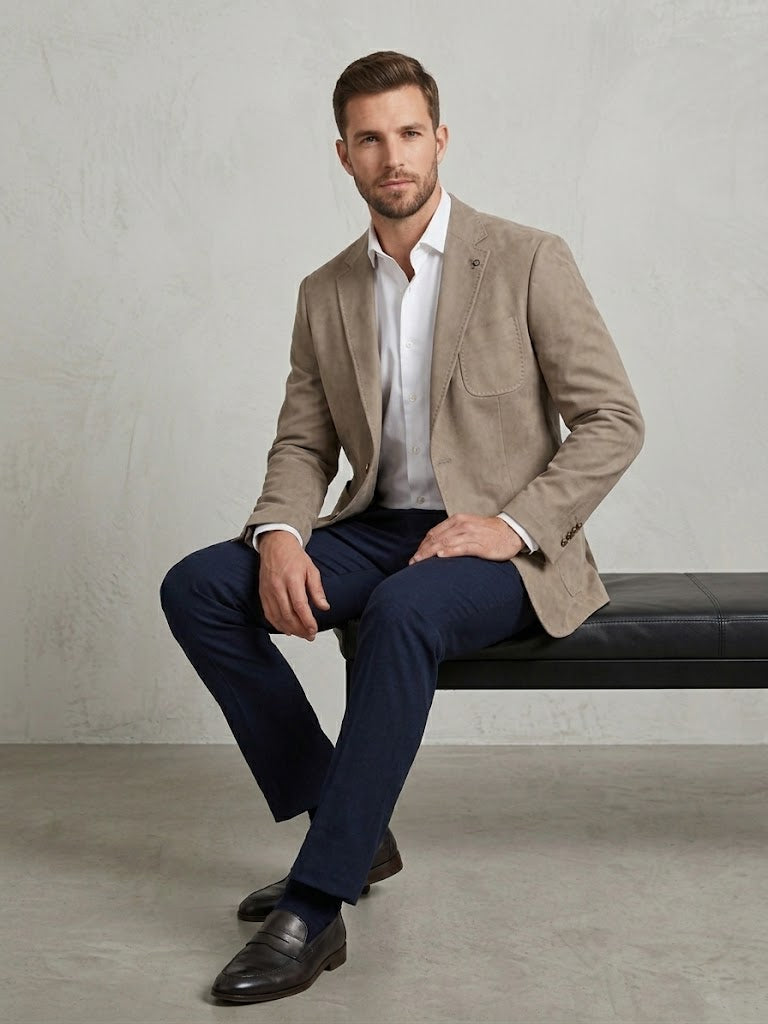 CENTİLMEN Slim Fit Süet Dikiş Detaylı Mono Yaka Spor Blazer Ceket 41505