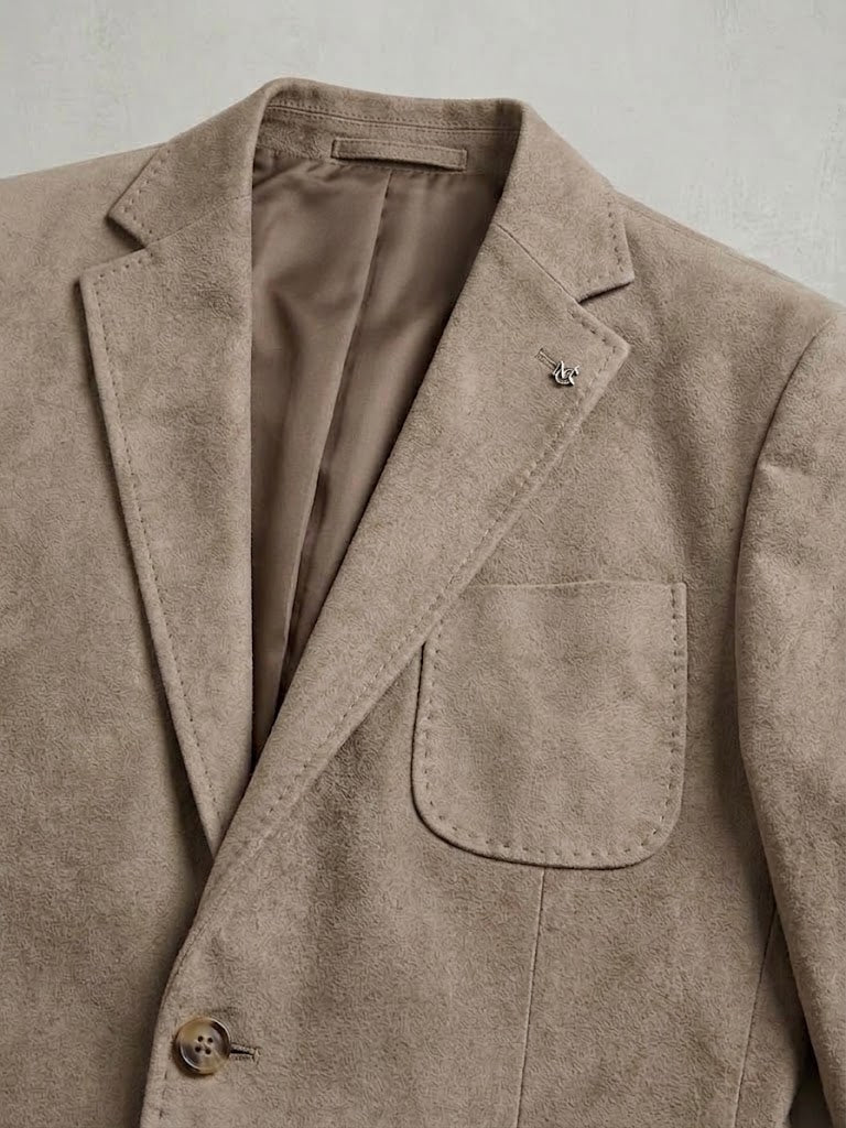 CENTİLMEN Slim Fit Süet Dikiş Detaylı Mono Yaka Spor Blazer Ceket 41505