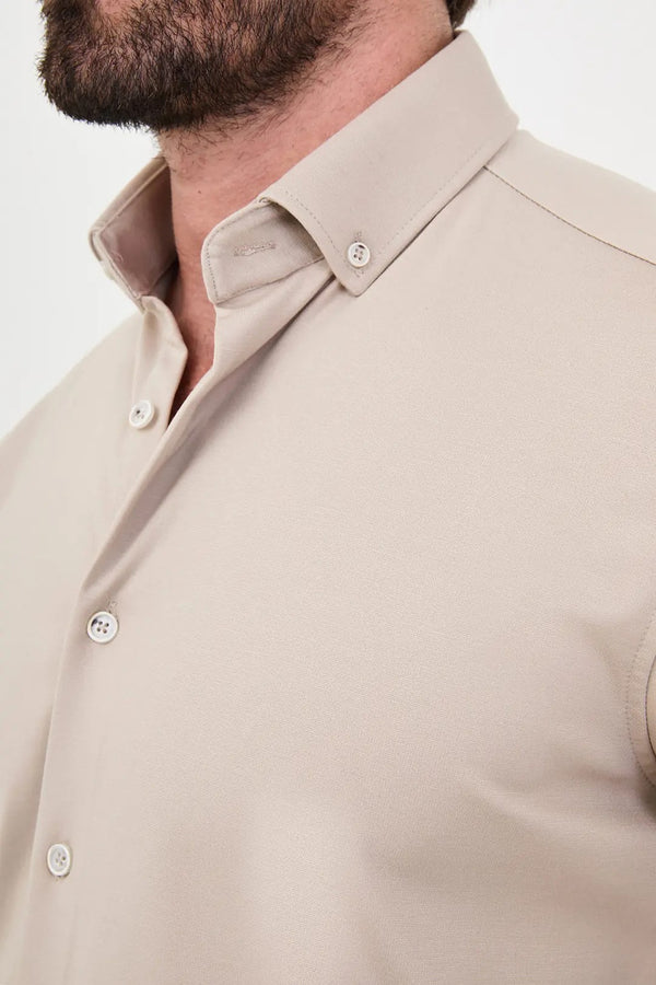 CENTİLMEN Düz Slim Fit Dik Yaka Oduncu Uzun Kollu Erkek Gömlek 27161