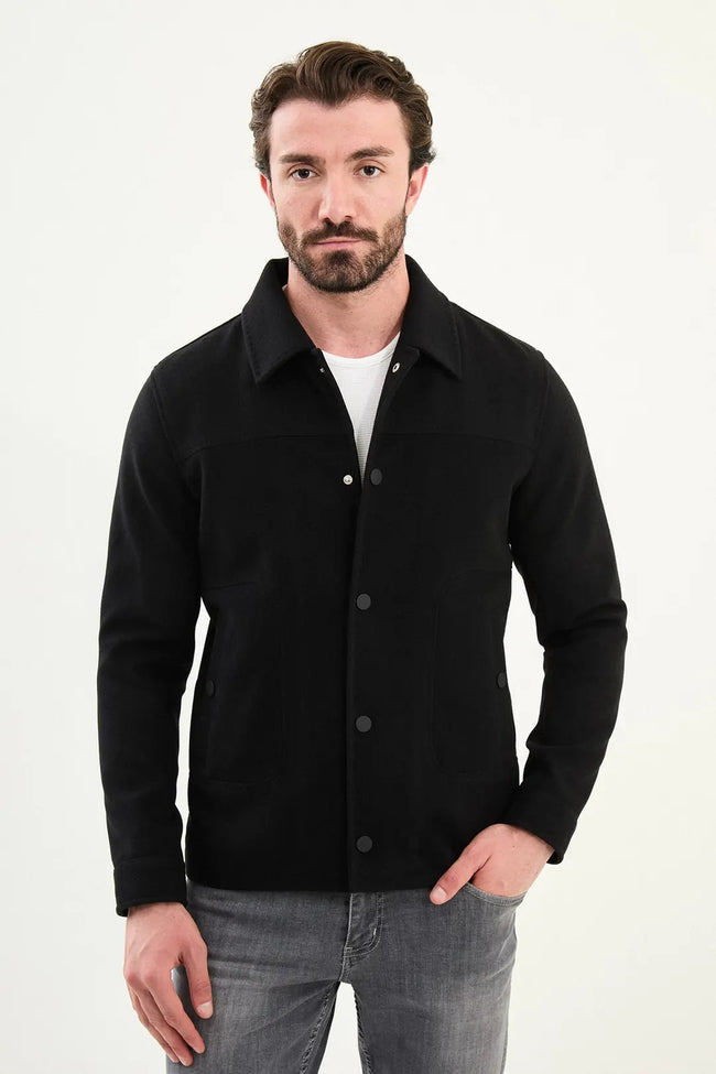 CENTİLMEN Düz Slim Fit Gömlek Yaka Çıtçıtlı Yandan Cepli Erkek Mont 39650