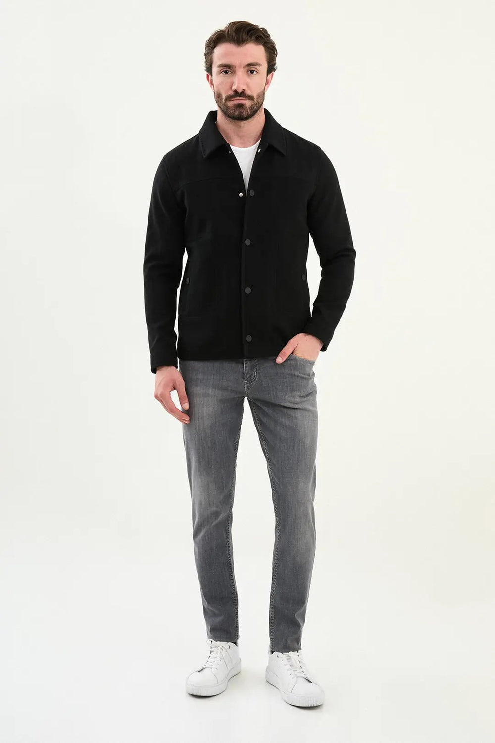 CENTİLMEN Düz Slim Fit Gömlek Yaka Çıtçıtlı Yandan Cepli Erkek Mont 39650