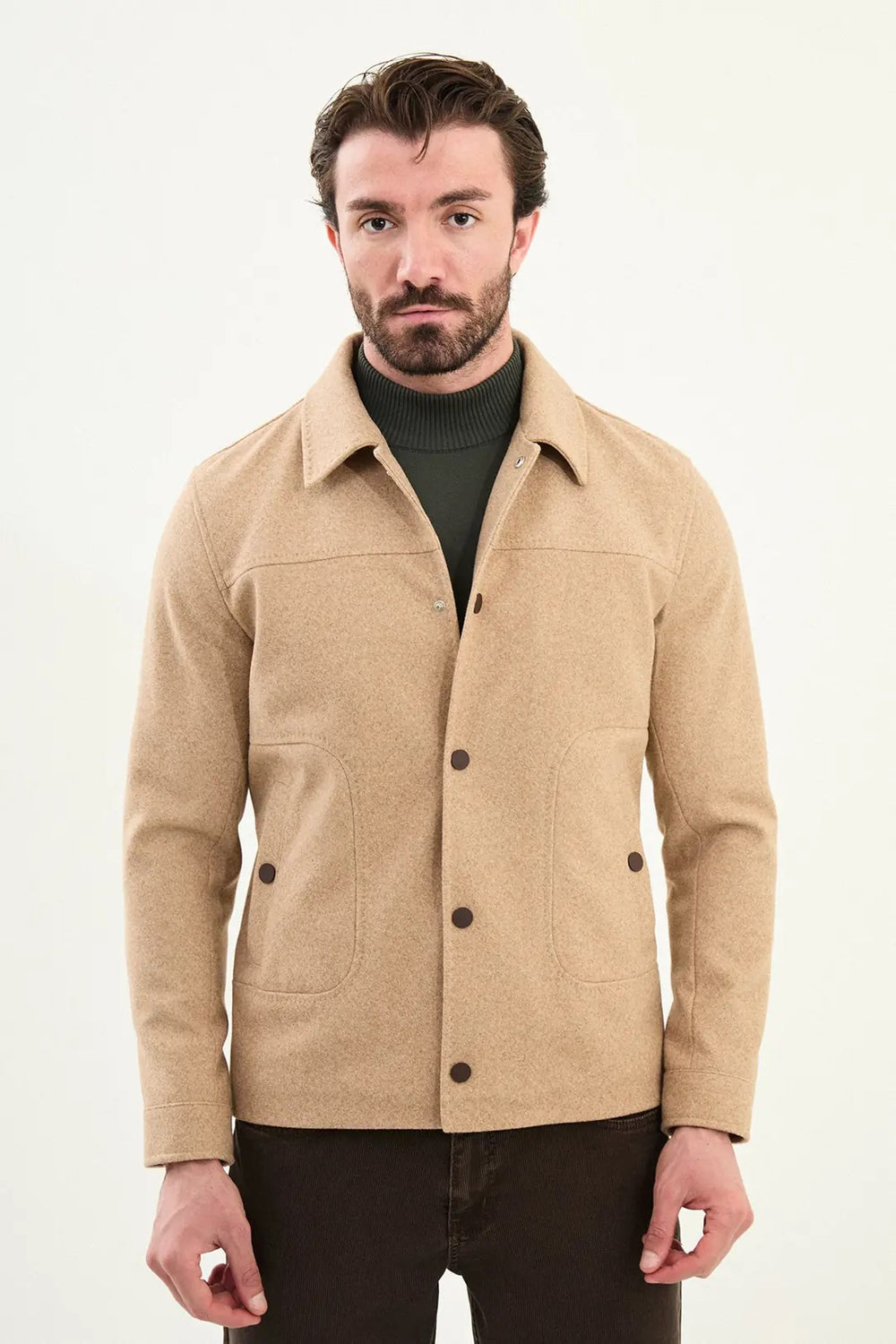 CENTİLMEN Düz Slim Fit Gömlek Yaka Çıtçıtlı Yandan Cepli Erkek Mont 39650