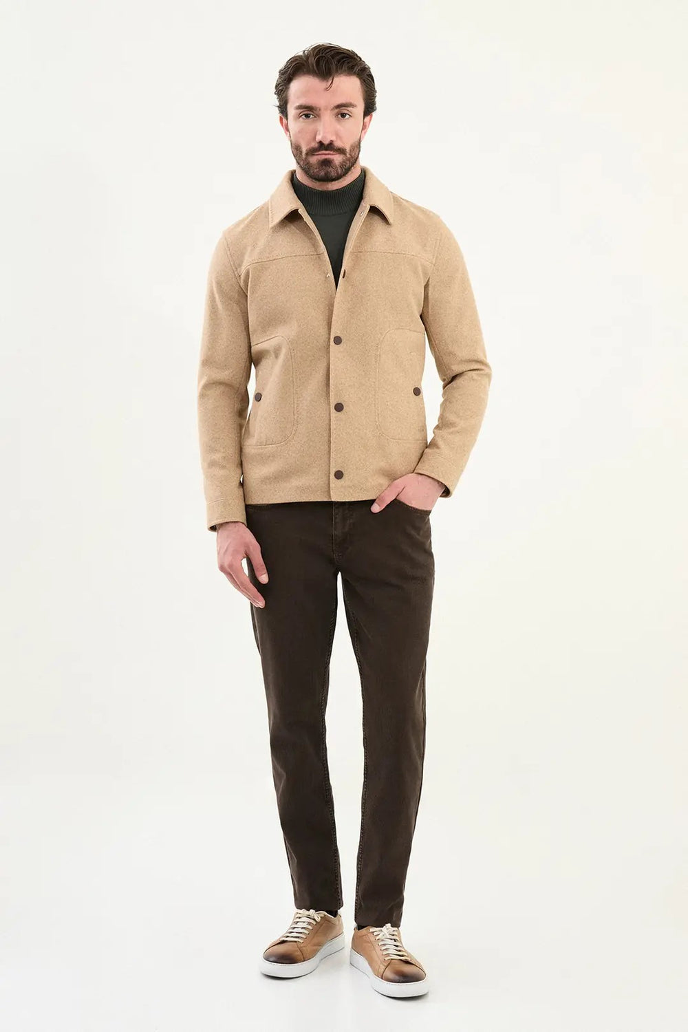 CENTİLMEN Düz Slim Fit Gömlek Yaka Çıtçıtlı Yandan Cepli Erkek Mont 39650