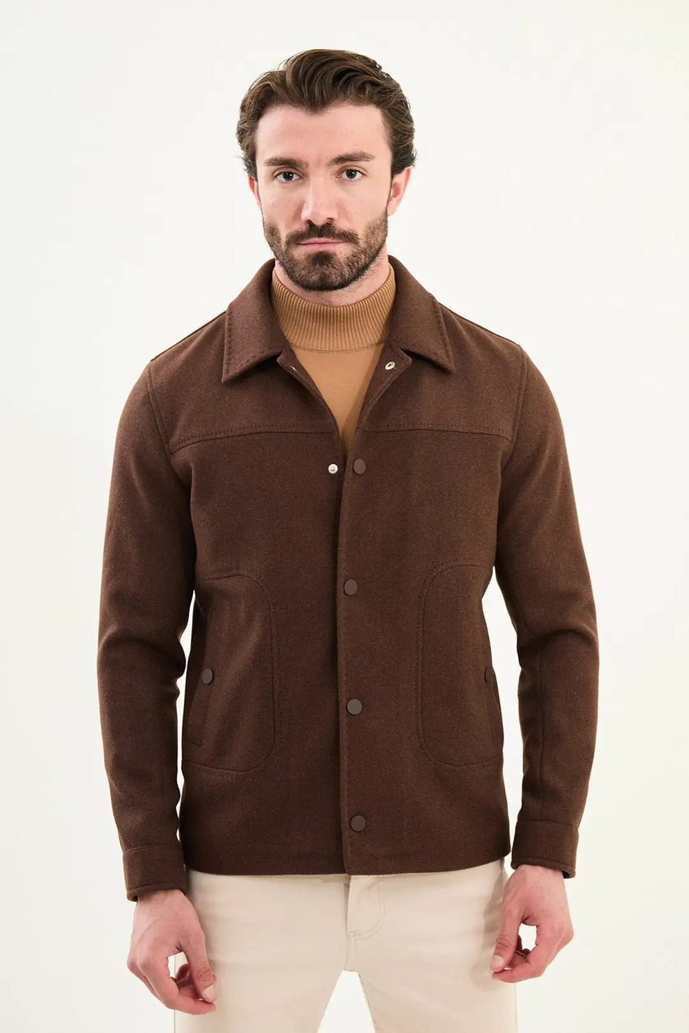CENTİLMEN Düz Slim Fit Gömlek Yaka Çıtçıtlı Yandan Cepli Erkek Mont 39650