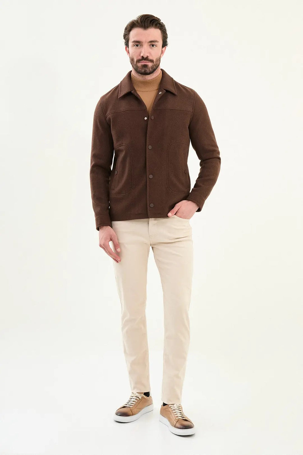 CENTİLMEN Düz Slim Fit Gömlek Yaka Çıtçıtlı Yandan Cepli Erkek Mont 39650