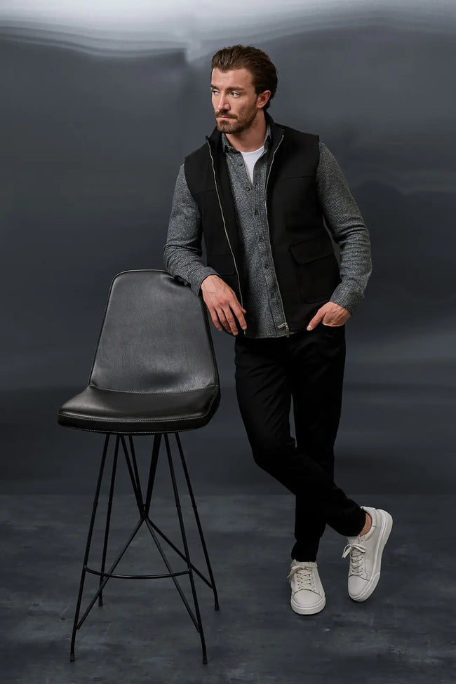 CENTİLMEN Düz Slim Fit Dik Yaka Çift Fermuarlı Yün Karışımlı Erkek Mont 40966