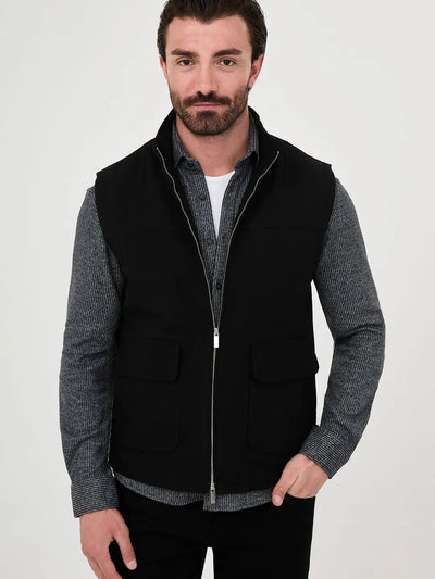 CENTİLMEN Düz Slim Fit Dik Yaka Çift Fermuarlı Yün Karışımlı Erkek Mont 40966