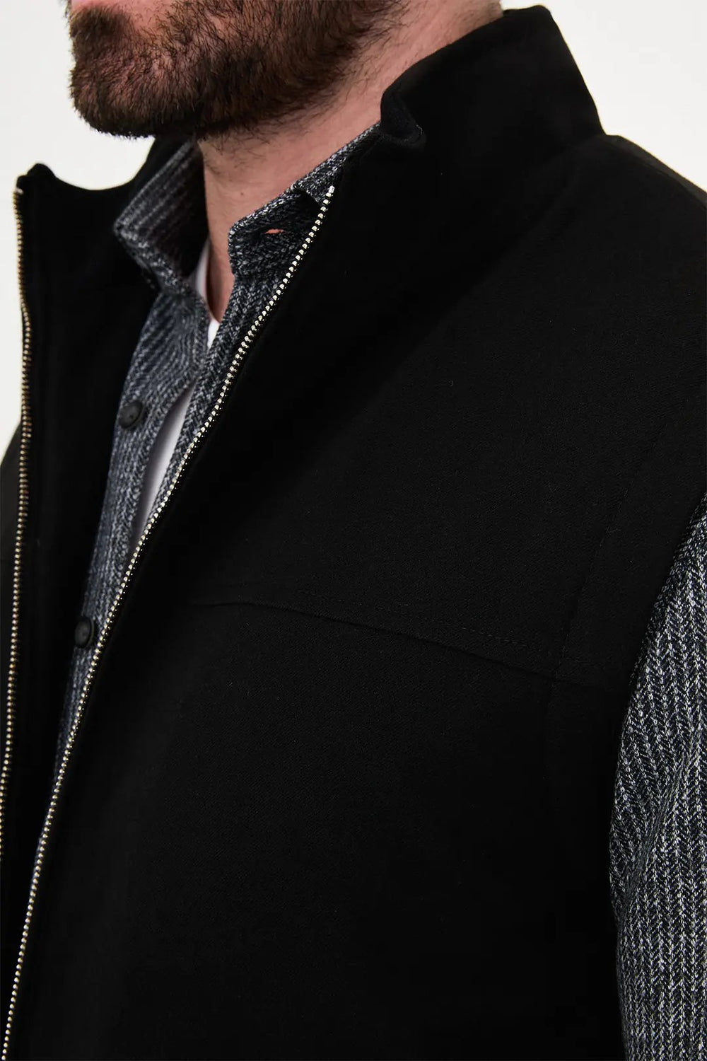 CENTİLMEN Düz Slim Fit Dik Yaka Çift Fermuarlı Yün Karışımlı Erkek Mont 40966