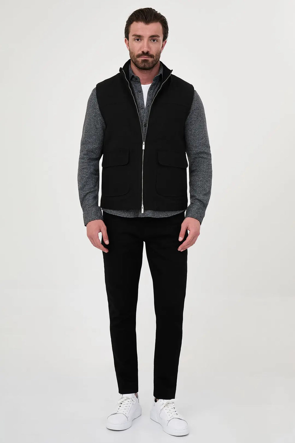 CENTİLMEN Düz Slim Fit Dik Yaka Çift Fermuarlı Yün Karışımlı Erkek Mont 40966