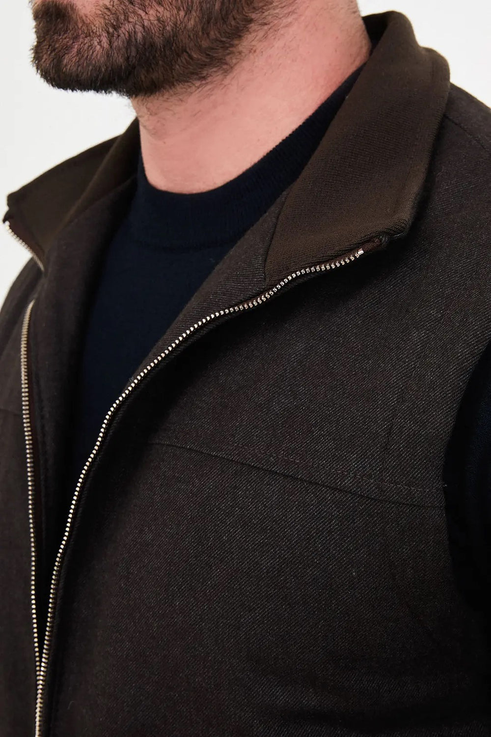 CENTİLMEN Düz Slim Fit Dik Yaka Çift Fermuarlı Yün Karışımlı Erkek Mont 40966