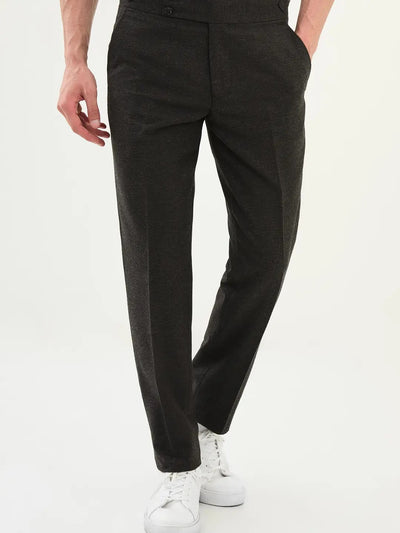 CENTİLMEN Kareli Slim Fit Beli Tokalı Yün Erkek Pantolon 38326