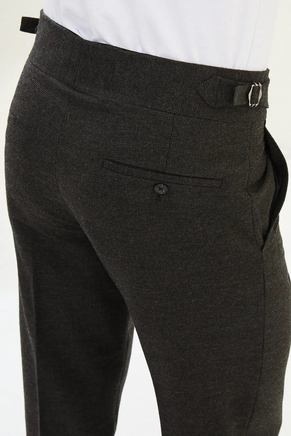 CENTİLMEN Kareli Slim Fit Beli Tokalı Yün Erkek Pantolon 38326