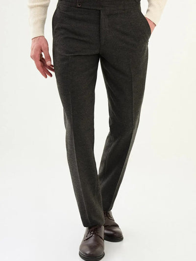 CENTİLMEN Dokulu Slim Fit İtalyan Stil Kemerli Yün Erkek Pantolon 38329
