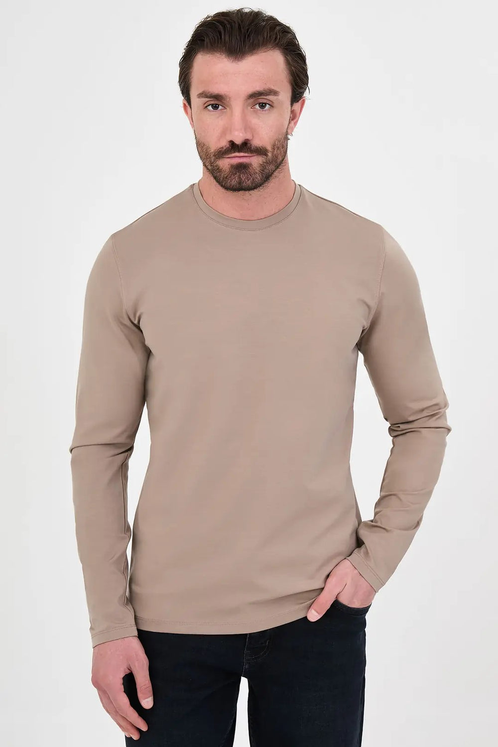 CENTİLMEN Düz Slim Fit Yüksek Bisiklet Yaka Pamuk Uzun Kollu Erkek Sweat 36900