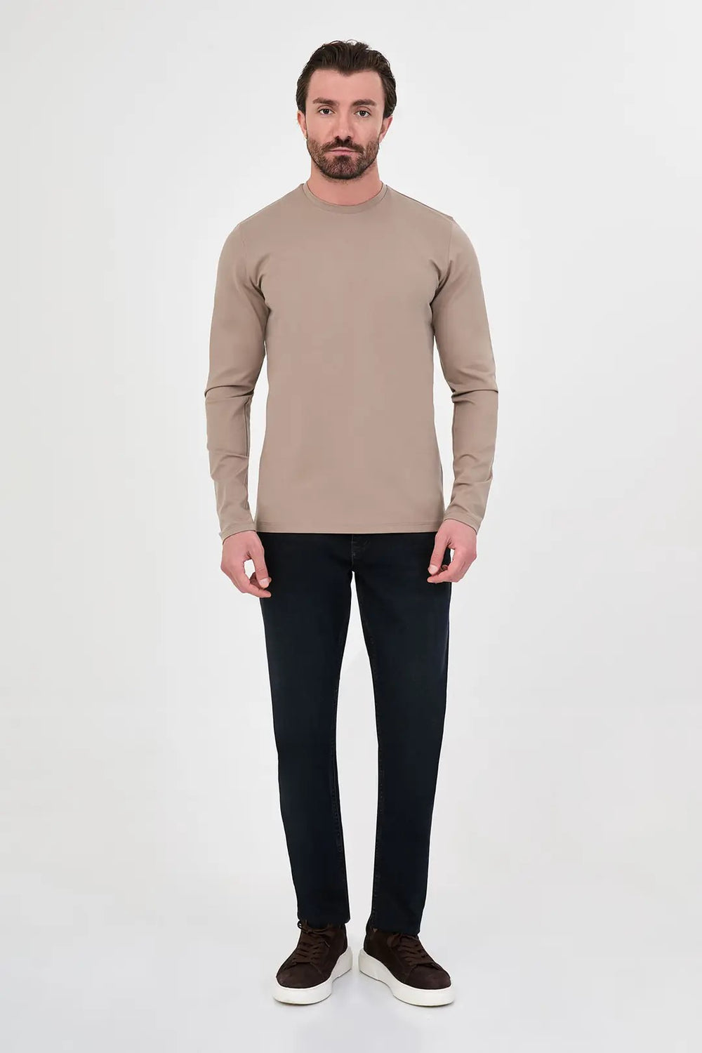 CENTİLMEN Düz Slim Fit Yüksek Bisiklet Yaka Pamuk Uzun Kollu Erkek Sweat 36900