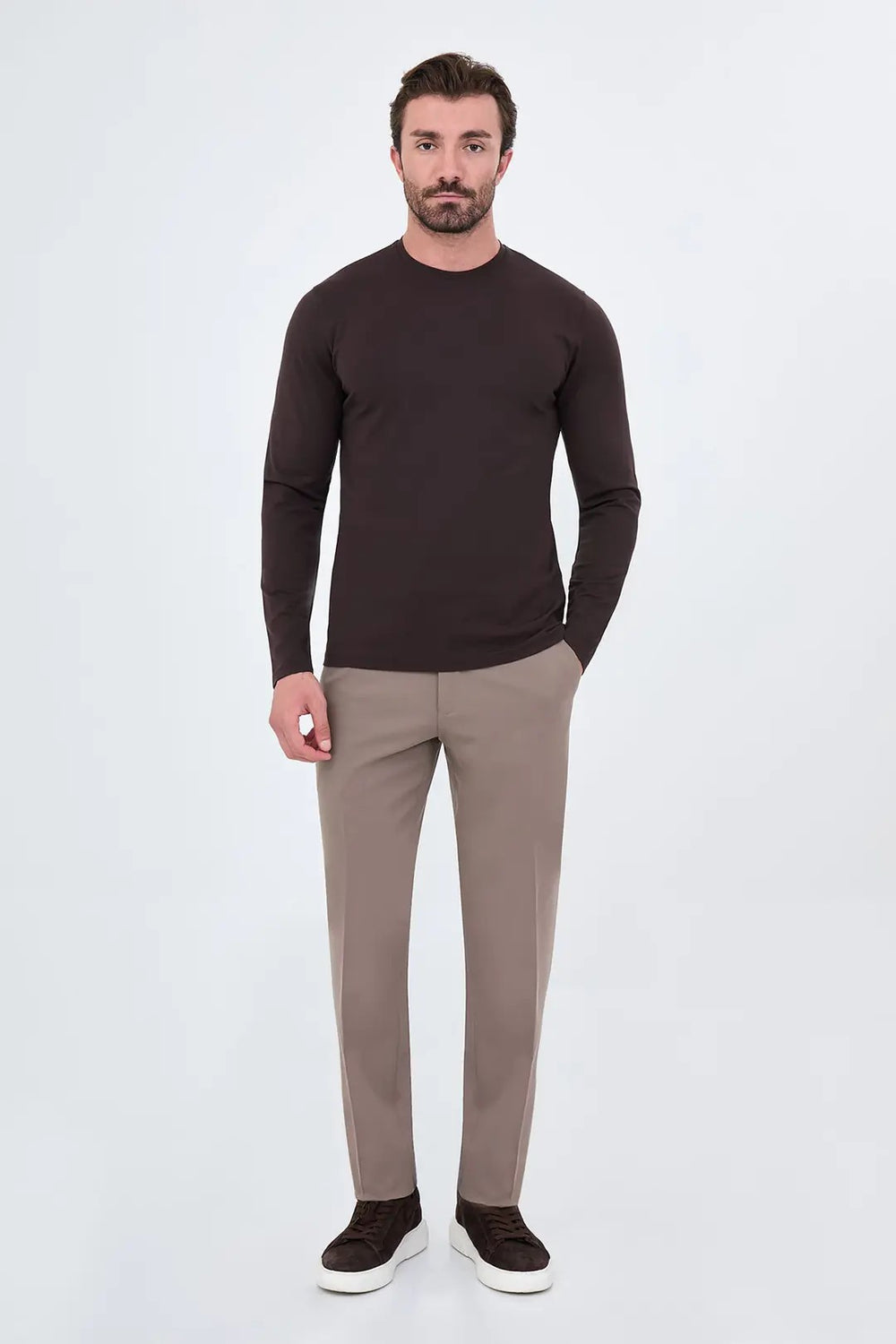 CENTİLMEN Düz Slim Fit Yüksek Bisiklet Yaka Pamuk Uzun Kollu Erkek Sweat 36900