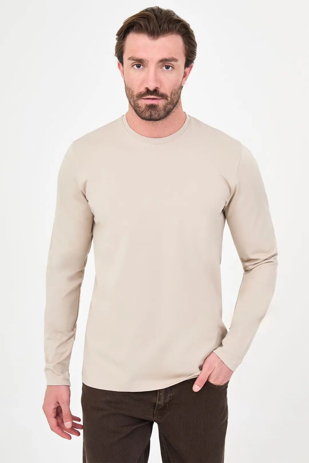 CENTİLMEN Düz Slim Fit Yüksek Bisiklet Yaka Pamuk Uzun Kollu Erkek Sweat 36900