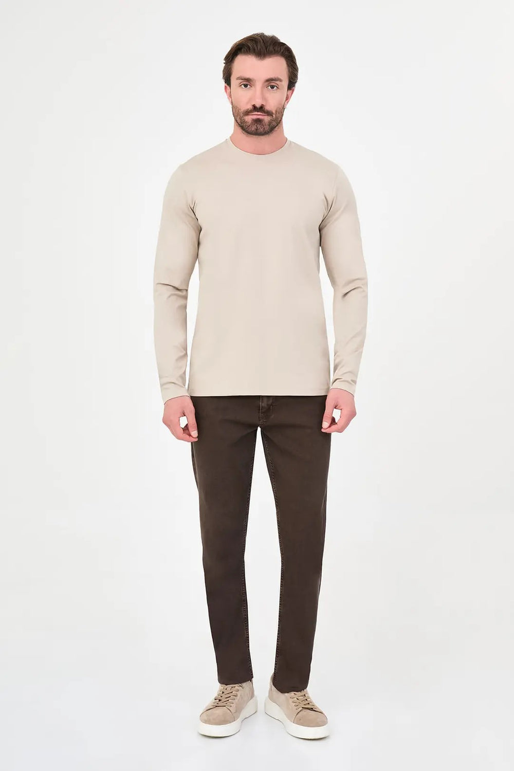 CENTİLMEN Düz Slim Fit Yüksek Bisiklet Yaka Pamuk Uzun Kollu Erkek Sweat 36900
