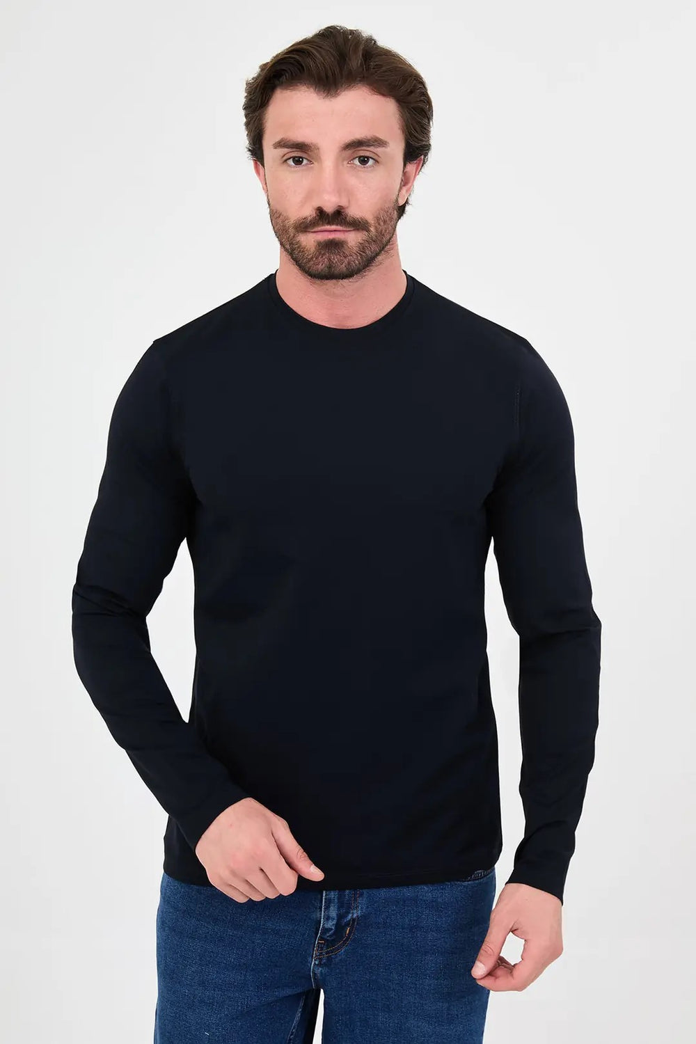 CENTİLMEN Düz Slim Fit Yüksek Bisiklet Yaka Pamuk Uzun Kollu Erkek Sweat 36900