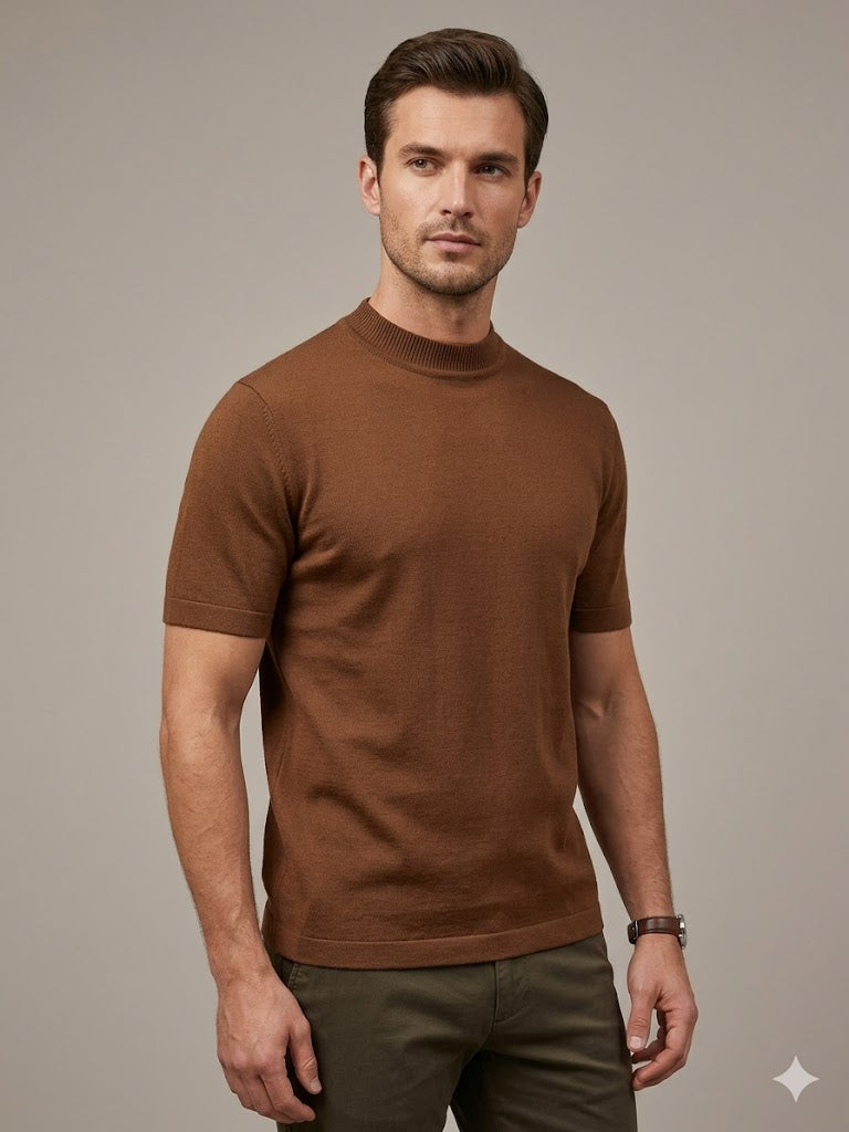CENTİLMEN Erkek Bisiklet Yaka Kendinden Dokulu Triko T-Shirt 11530