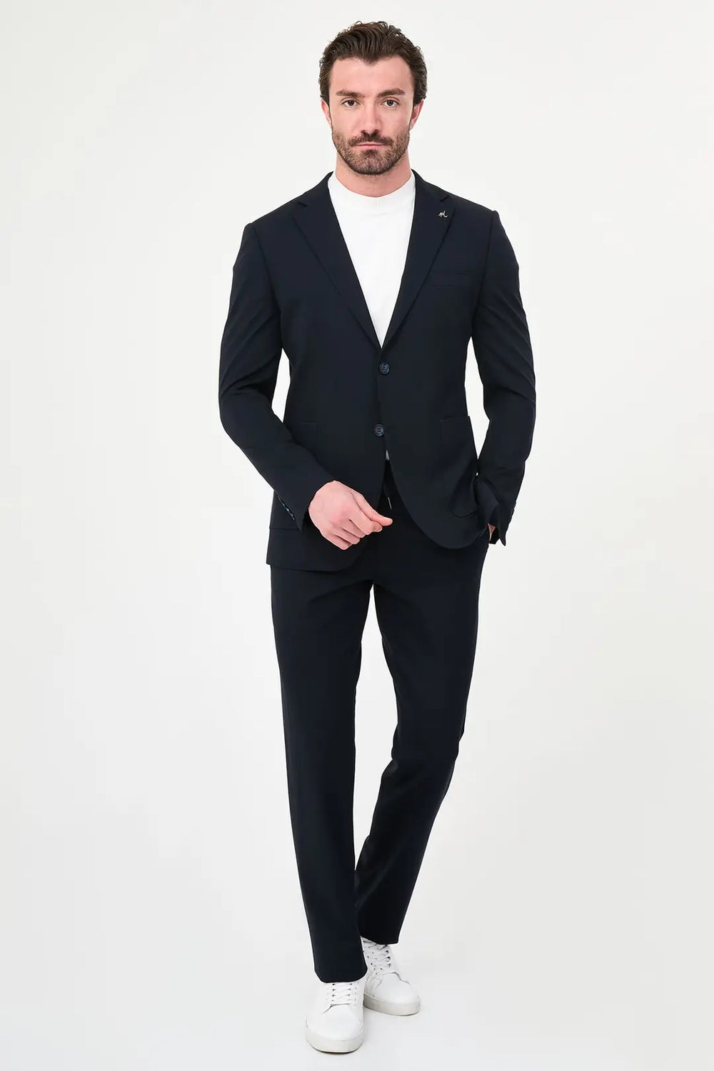 CENTİLMEN Düz Slim Fit Mono Yaka Torba Cep Pantolon Beli Bağlamalı Erkek Takım Elbise 45480