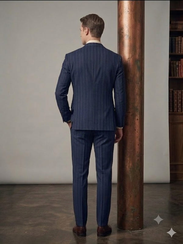 CENTİLMEN  Erkek Slim Fit Çizgili Kruvaze Takım Elbise 45426