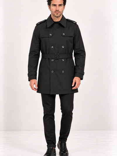 CENTİLMEN Slim Fit Kemerli Kruvaze Trençkot 21300
