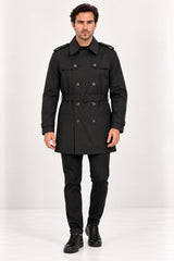CENTİLMEN Slim Fit Kemerli Kruvaze Trençkot 21300