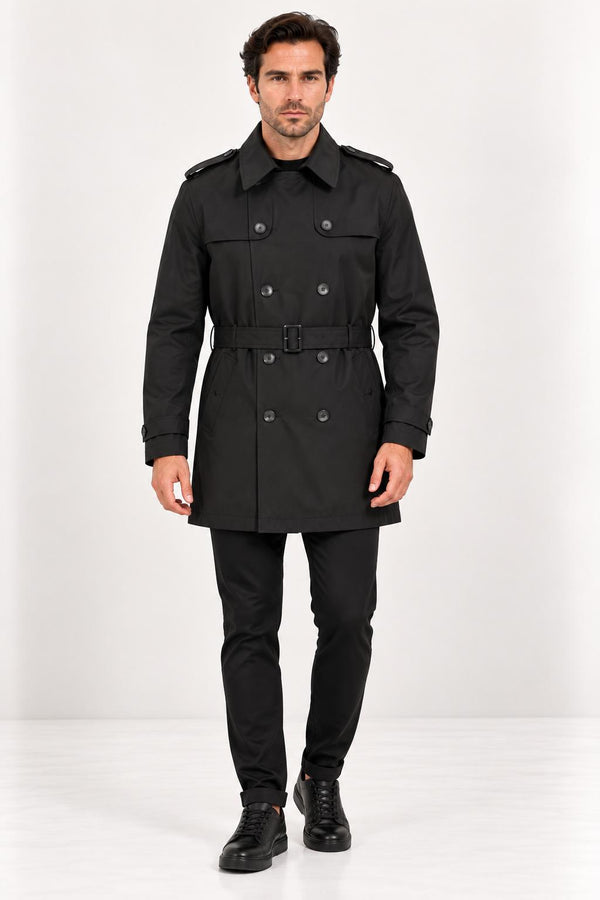 CENTİLMEN Slim Fit Kemerli Kruvaze Trençkot 21300