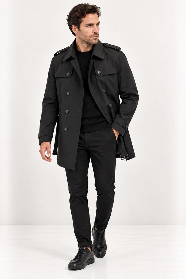 CENTİLMEN Slim Fit Kemerli Kruvaze Trençkot 21300