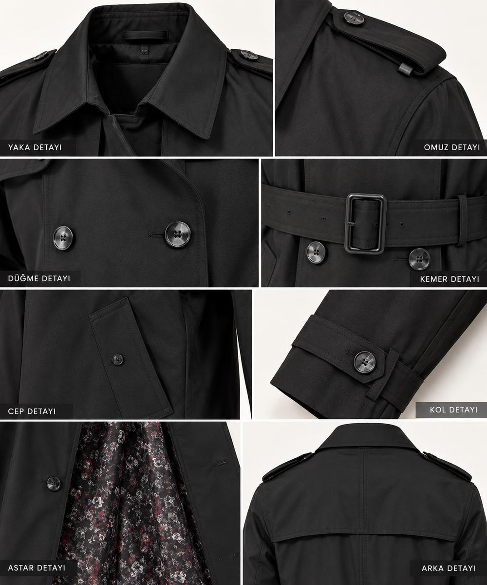 CENTİLMEN Slim Fit Kemerli Kruvaze Trençkot 21300